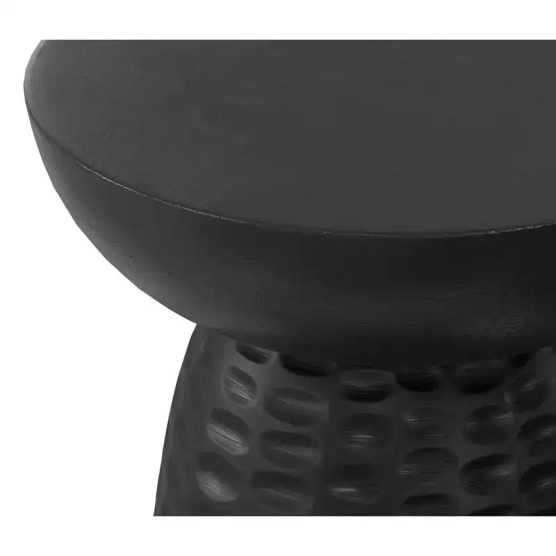 Green Round Solid Wood Side Table, 1-Person Use