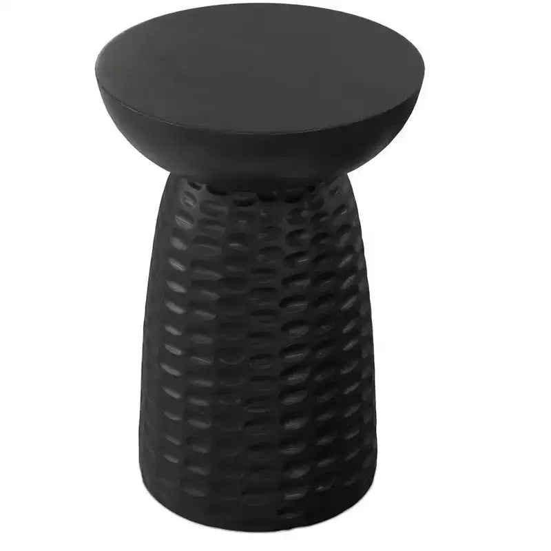 Green Round Solid Wood Side Table, 1-Person Use