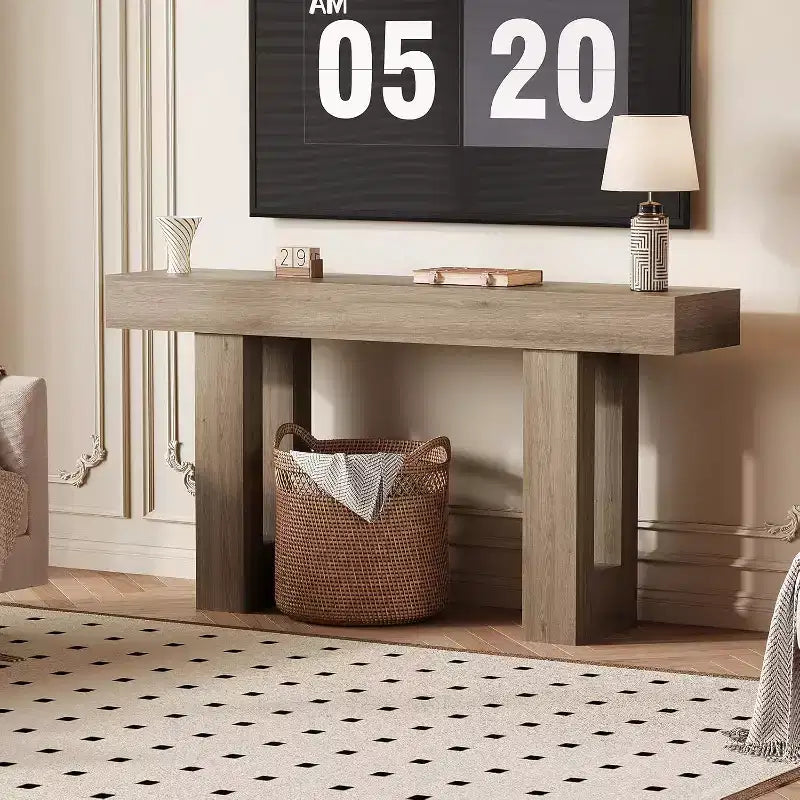 Black / Grey / Rustic Brown Console Table with Power Outlet, USB & Type-C Ports – 1-Person Assembly