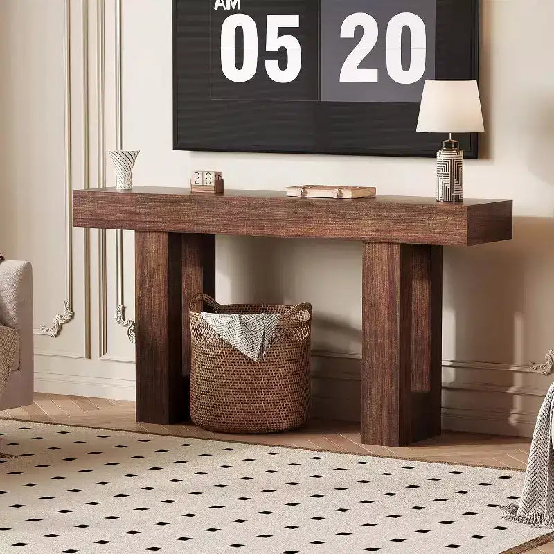Black / Grey / Rustic Brown Console Table with Power Outlet, USB & Type-C Ports – 1-Person Assembly