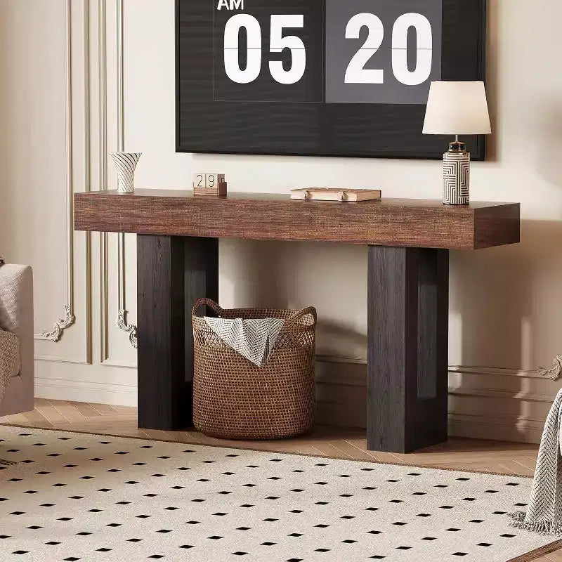 Black / Grey / Rustic Brown Console Table with Power Outlet, USB & Type-C Ports – 1-Person Assembly