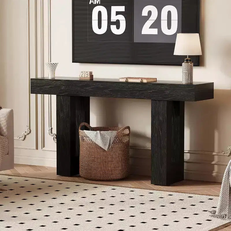 Black / Grey / Rustic Brown Console Table with Power Outlet, USB & Type-C Ports – 1-Person Assembly