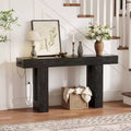 63 Long Console Table with Built-in Power Outlet, USB & Type-C Ports. Narrow Entryway Sofa Table for Hallway, Foyer & Living Room, Black