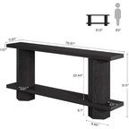 Consolle rettangolare nera, 180 cm di lunghezza, monoposto