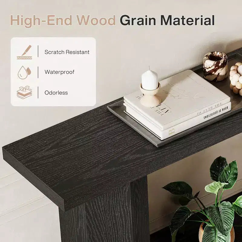 Black Rectangle Console Table, 71" Long, Single-User
