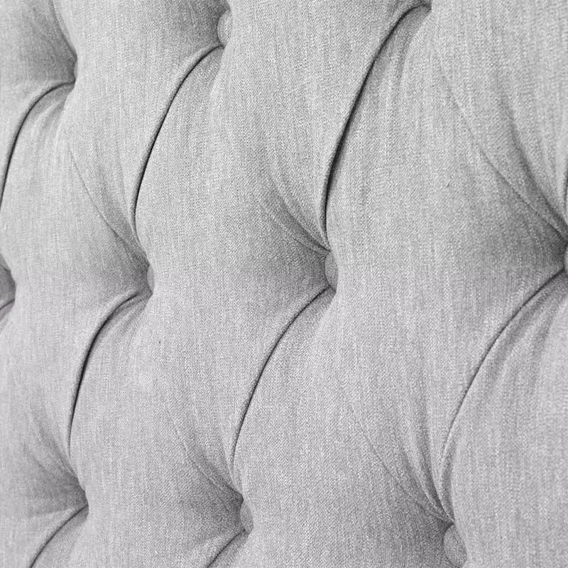 Beige / Gray Linen Wingback Headboard – Button-Tufted, Nailhead Trim, Adjustable Height (Queen & King)