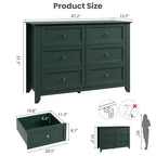 Cassettiera a 6 cassetti in legno nera/verde scuro/grigia/bianca – Stile moderno, uso singolo