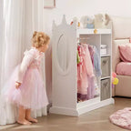 Guardaroba per Bambini Bianco con Specchio, Asta Appendiabiti e Cassetti – 1 Bambino