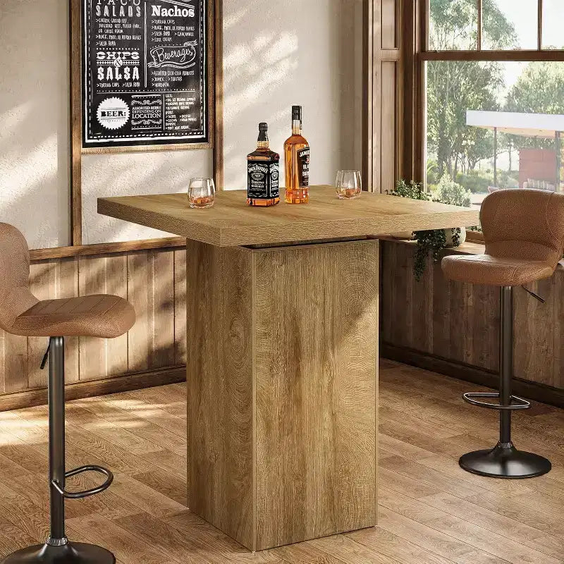 Brown Square Counter Height Bar Table, Seats 2–4