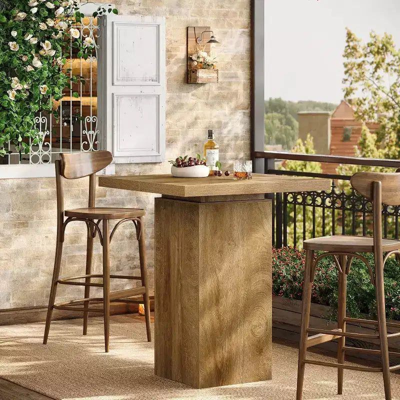 Brown Square Counter Height Bar Table, Seats 2–4