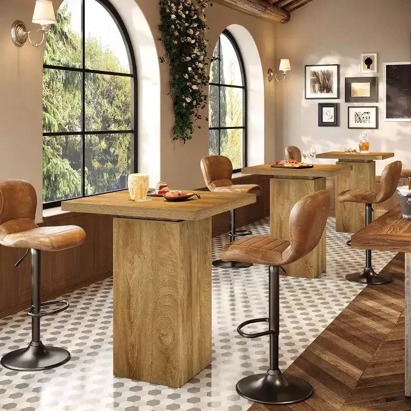 Brown Square Counter Height Bar Table, Seats 2–4