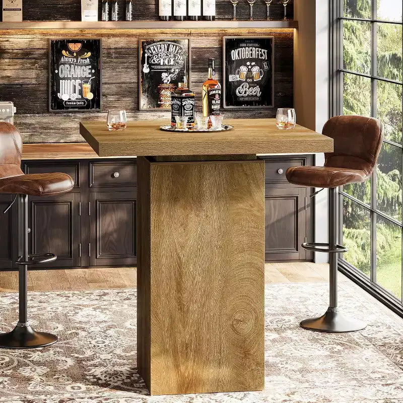 Brown Square Counter Height Bar Table, Seats 2–4