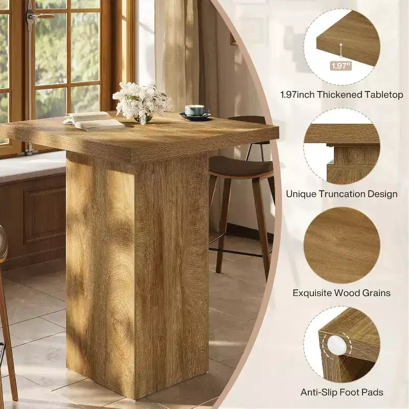 Brown Square Counter Height Bar Table, Seats 2–4