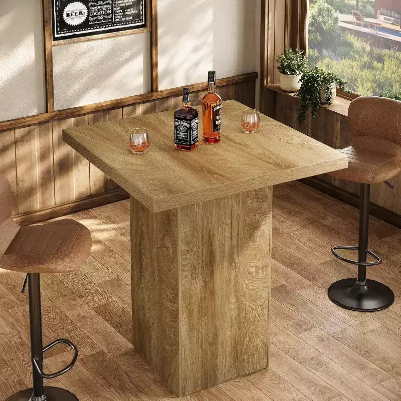 Brown Square Counter Height Bar Table, Seats 2–4