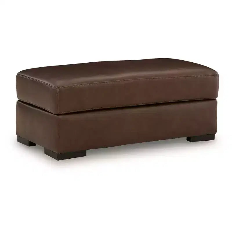 Canyon Brown Rectangle Ottoman, Top Grain Leather, Seats 1