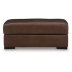 Pouf rettangolare Canyon Brown, in pelle pieno fiore, 1 posto