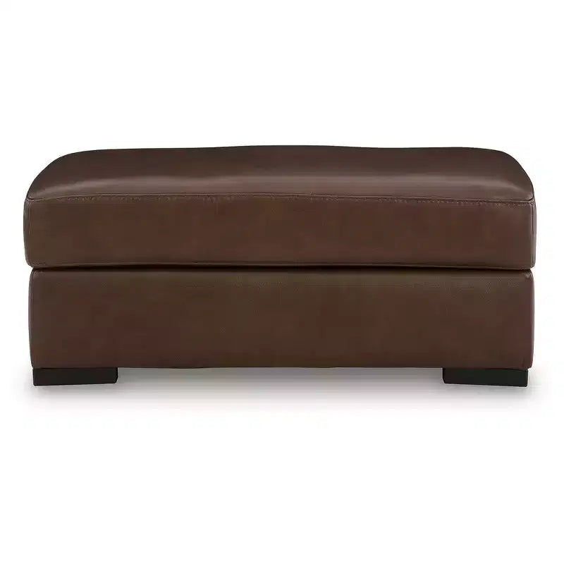 Canyon Brown Rectangle Ottoman, Top Grain Leather, Seats 1