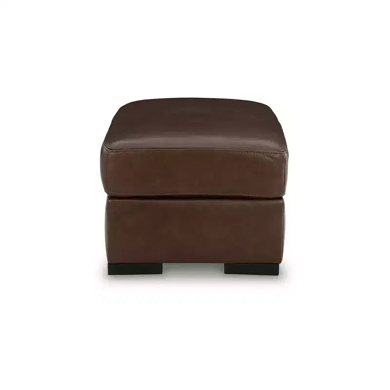 Canyon Brown Rectangle Ottoman, Top Grain Leather, Seats 1