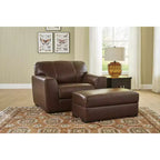 Pouf rettangolare Canyon Brown, in pelle pieno fiore, 1 posto