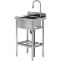 24x20x42 Stainless Steel Utility Sink,Freestanding Single Bowl with Hot & Cold Water Faucet, Commercial Kitchen Laundry Bathroom Garage Garden Sink