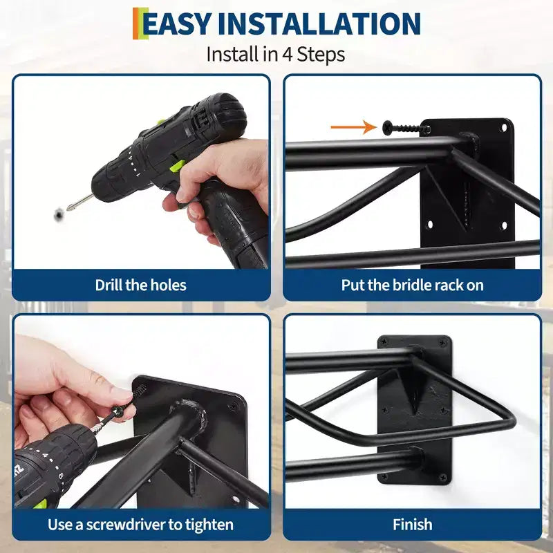 Black Wall Mounted Saddle Rack, Carbon Steel, 2/4/6 Pack
