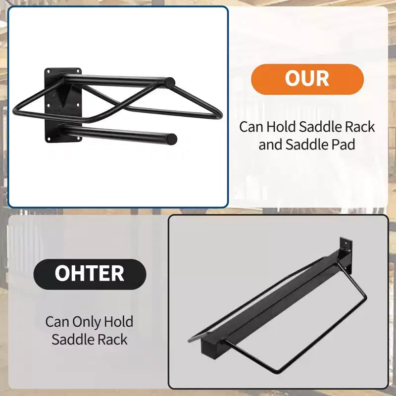 Black Wall Mounted Saddle Rack, Carbon Steel, 2/4/6 Pack
