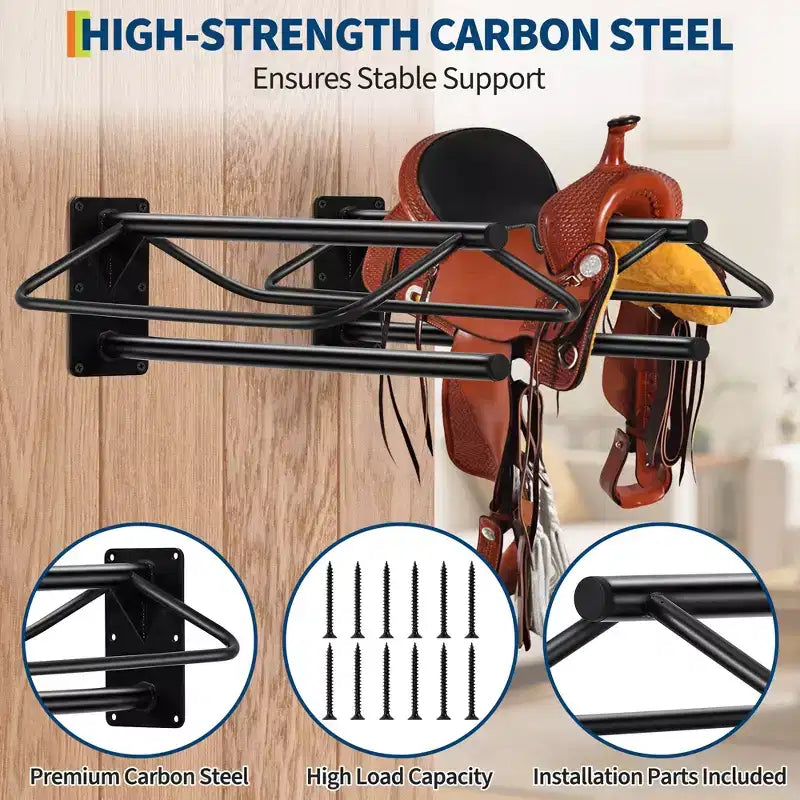 Black Wall Mounted Saddle Rack, Carbon Steel, 2/4/6 Pack