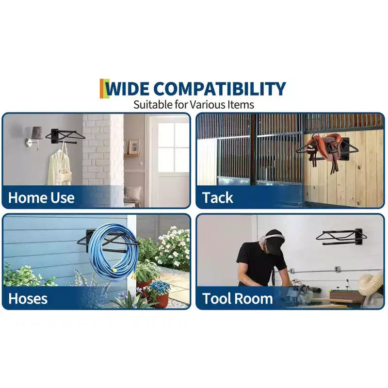 Black Wall Mounted Saddle Rack, Carbon Steel, 2/4/6 Pack